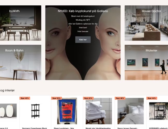 Gallerio.dk - kunst og interiør webshop med en omsætning på 1 mio. ÅTD - Overskud før skat: 300.000 DKK