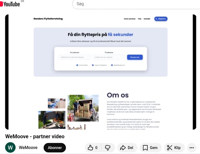 WeMoove - Ny SaaS til flyttebranchen med indbygget bookingsystem, samt medarbejder- og flådehåndtering. Skræddersyede flyttetilbud på få sekunder med hjælpe fra AI. 400 udviklingstimer brugt.