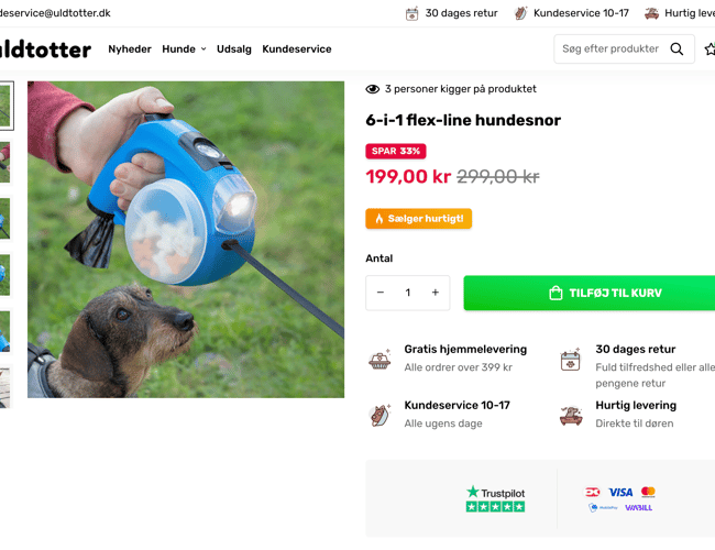Webshop med salg af hundeudstyr, legetøj, snacks og foder - Omsat for cirka 52.000 kr.