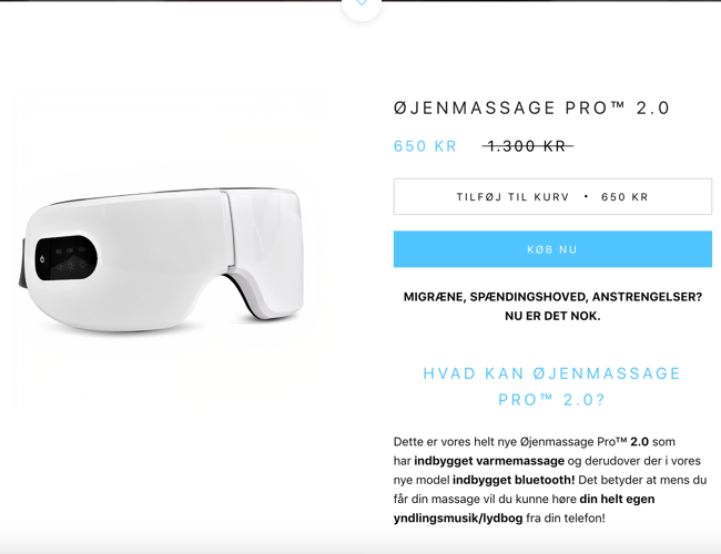 Dropship Webshop med salg af Øjenmassager