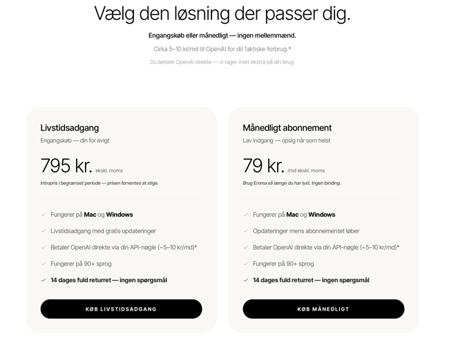 HeyEmma app - 350 brugere og 240.000 kr indtjening på 2 måneder. Kun 2 mdr gammel Voice- & AI-assistent app til Mac og Windows. 100% automatiseret og klar til international skalering.