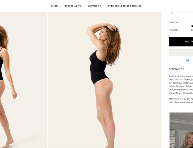 Shapewear webshop, fuld funktionel og automatiseret