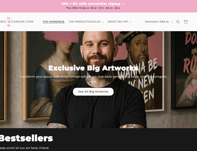 Sælg lærredstryk on demand - Bigfatcanvas.com
