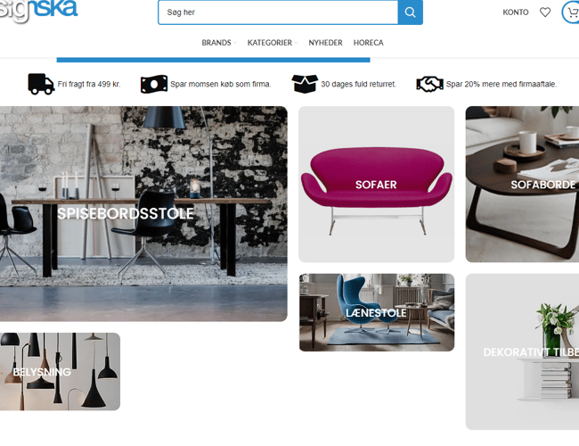 Hurtig møbel og interiør webshop som hurtigt kan ændres til dit behov