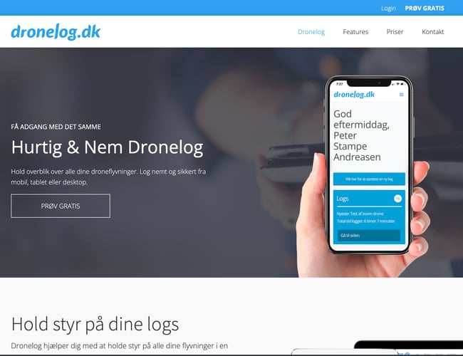 SaaS Virksomhed - Dronelog.dk - Passiv indtjening med gode optimeringsmuligheder