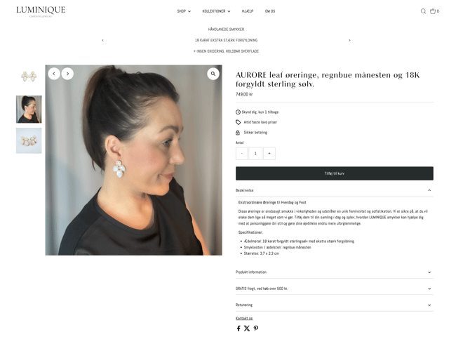 Eksklusiv webshop smykkebutik til salg – LUMINIQUE