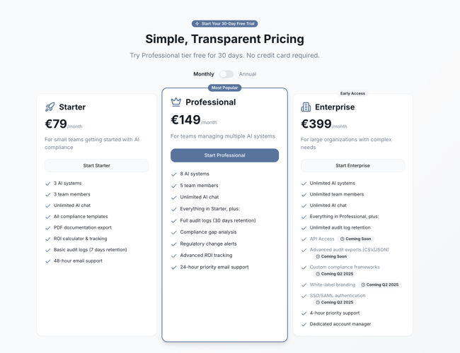 AI act compliance system (web app)