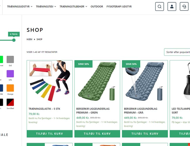 Sport og fritidswebshop sælges - Omsætning 2022: 793.000 kr. - netto 602K