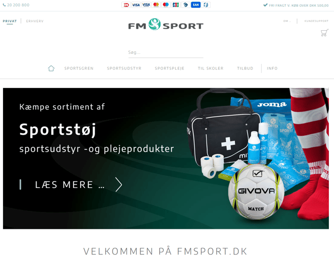 Sportstøj - Sportsudstyr - Sportspleje - Webshop fra 2009 med udviklingspotentiale
