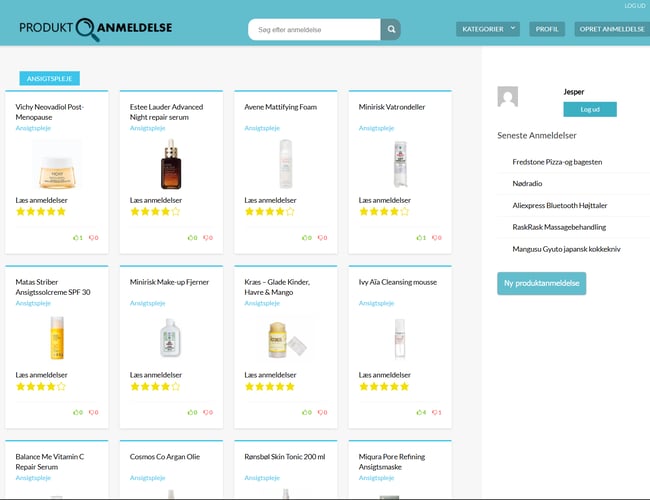 Produktanmeldelse.dk - Køreklart website med brugere og anmeldelser