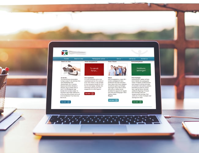 Dom&#xE6;ne, navn p&#xE5; virksomhed inkl. f&#xE6;rdigbygget hjemmeside med koncept for p&#xE6;dagogisk vikarbureau/konsulenthus