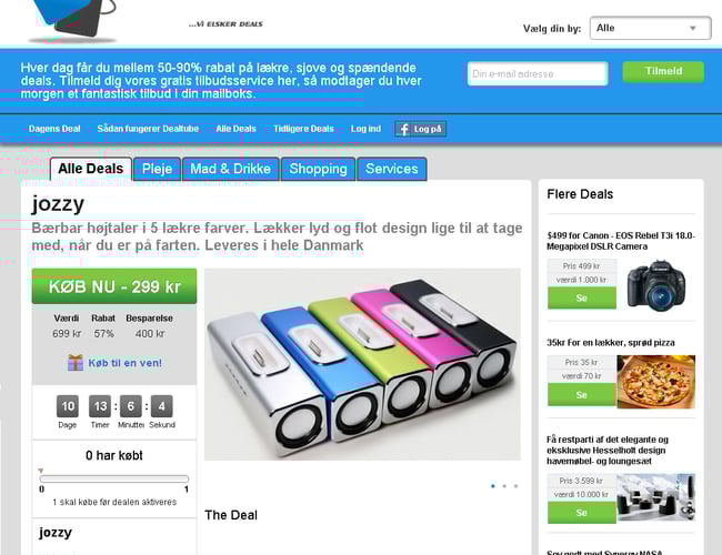 Køreklar Deal site med mange funktioner