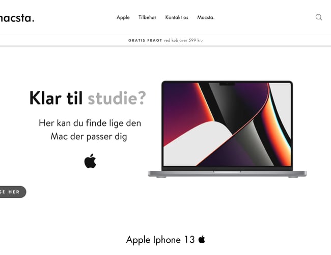 Køreklar webshop med dropshipping af Apple Produkter med Dansk leverendør! Macsta.dk 