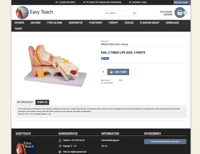Webshop med enerets dropshipping aftale fra tysk producent - Anatomiske modeller og meget mere