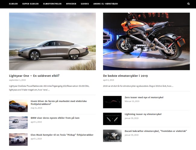 Elektriske-biler.dk - Alt om elbiler og elkøretøjer med god placering i Google
