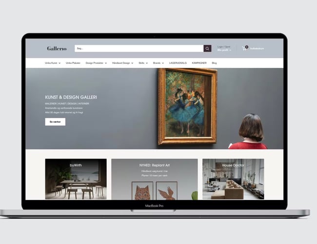Gallerio.dk - kunst og interiør webshop med en omsætning på 1 mio. ÅTD - Overskud før skat: 300.000 DKK
