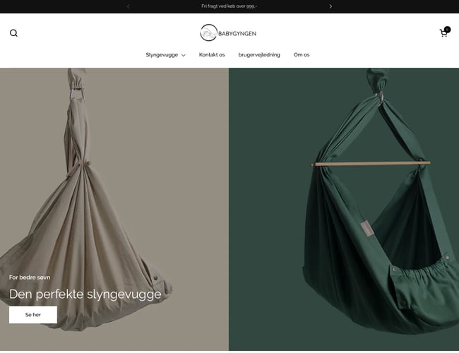 Babygyngen.dk - Webshop med slyngevugge -  med dropshipping leverandør!