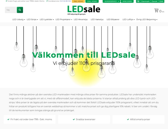 Velfungerende webshop med LED produkter og eksisterende kundegruppe