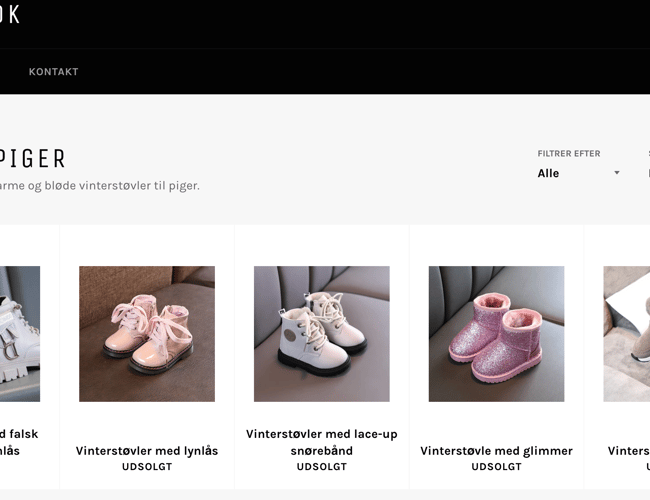 Nystartet webshop med salg af billige modesko til børn sælges