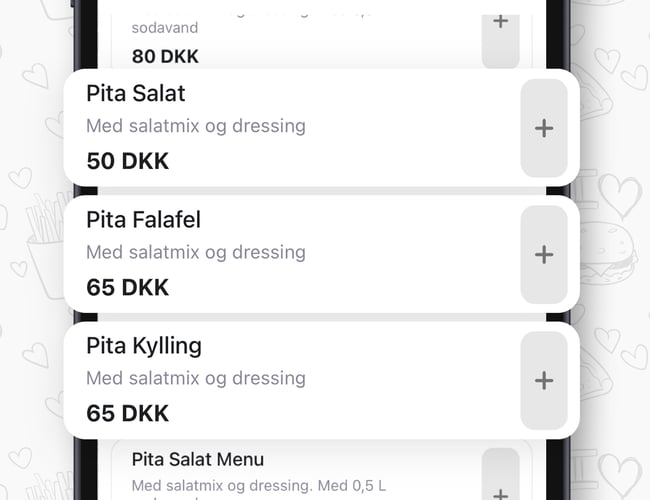 Mad levering System hjemmeside, bruger app, bud app
