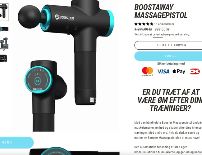 Massagepistol med dropshipping leverandør i EU | 100% køreklar webshop | Boostaway.dk