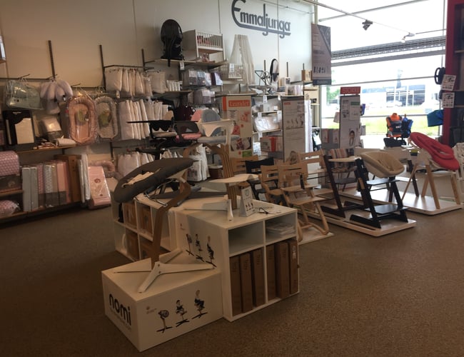 Stækt nedsat ved hurtig handel.  salg af tøj og tilbehør til de mindste (4,3 millioner i omsætning 2015/16)