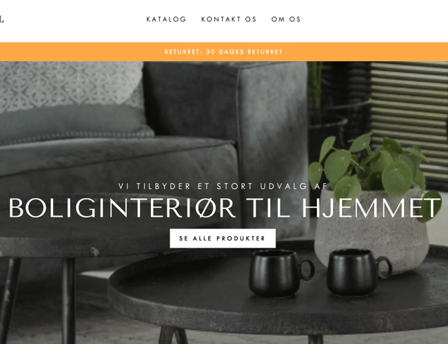 Unik webshop med salg af møbler og interiør til hjemmet