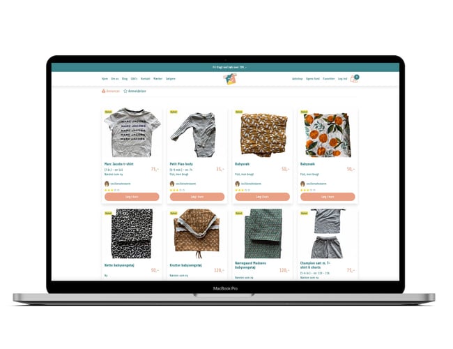 Baby og børnetøjs koncept - Online formidlingsplatform - Omsætning 50.000 kr på 5 måneder.