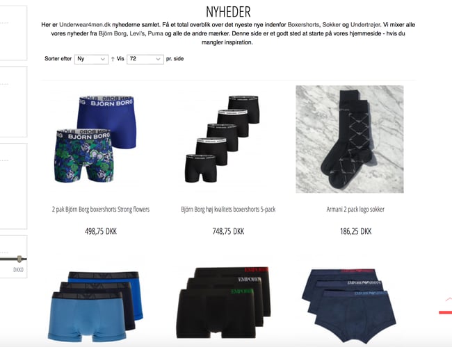 Velfungerende og flot produceret herreundertøjs webshop sælges.