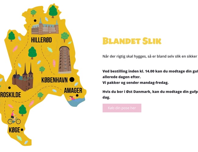 Webshop af salg af bland selv slik - Omsætning 300.000 kr fra april 2021 til d.d.