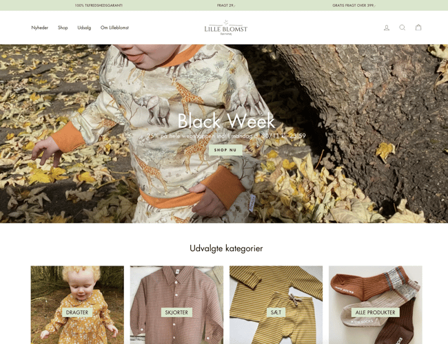 Webshop med børnetøj - dækningsgrad på cirka 50 %