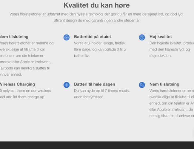 Unik dropshipping side med salg af branded høretelefoner. 
