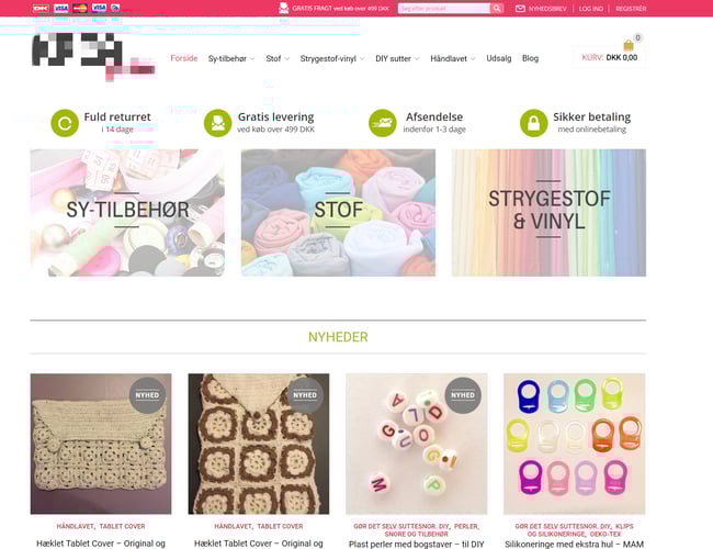 Webshop til den kreative. Stof og sytilbehør - Omsætning til dato incl moms over 200.000 kr