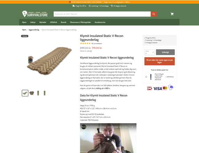 5 år gammel webshop med outdoor udstyr sælges - 2.8 mio i omsætning 2019