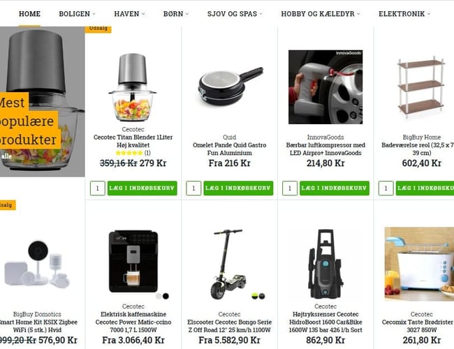 Webshop med automatiseret produktintegration sælges