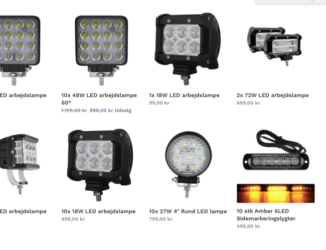 Dropshipping webshop med salg af LED arbejdsbelysning til privat og erhverv 