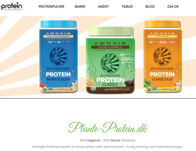 Veletableret webshop med salg af Veganske Protein- og Sportsprodukter