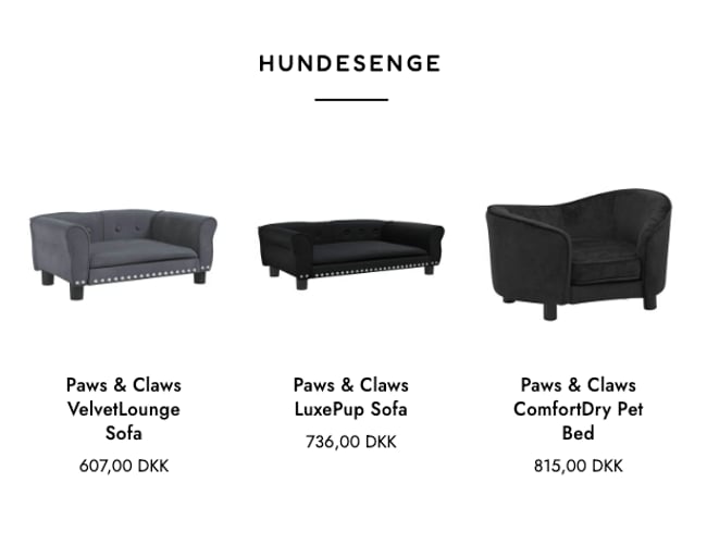 Webshop med salg af produkter til hunde og katte 