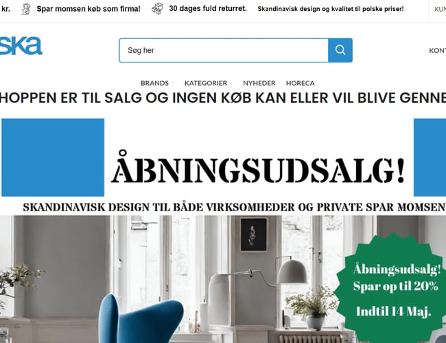 Hurtig møbel og interiør webshop som hurtigt kan ændres til dit behov