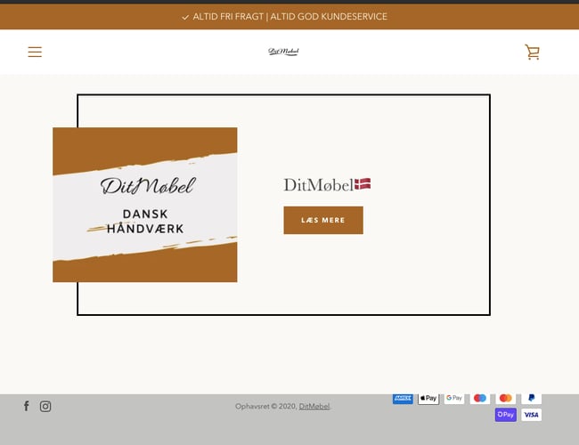 ditmøbel.dk - Køreklar dropshipping side med salg af møbler og møbler - stort potentiale!