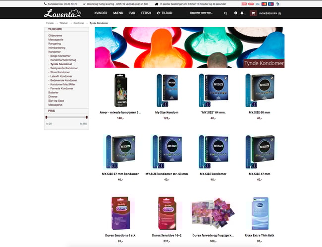 Erotisk webshop med 1878 produkter indenfor sexlegetøj og lingeri