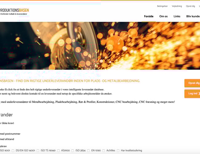 Portal for indkøb til industrien til salg