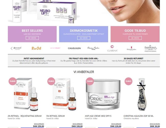 Dermaday.dk  webshop - salg af skønhedsprodukter, distributør og gode avancer