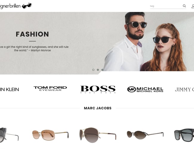 Super fed niche webshop med salg af designer solbriller