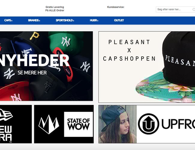 Komplet webshop med salg af hovedbeklædning