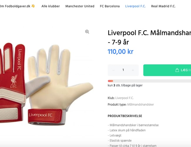 Dropshipping webshop med salg af officielt fodbold licens merchandise 