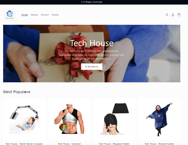 Dropshipping Webshop med salg af markedsanalyste trending tech products 