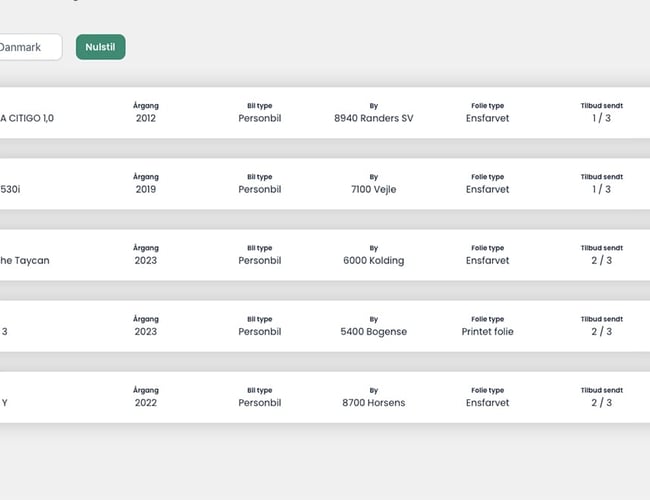 Foliepris.dk - formidling af tilbud mellem bilejere og foliemontører. Platform med indbygget leadgenerering og leadsalg, som håndteres 100% automatisk!