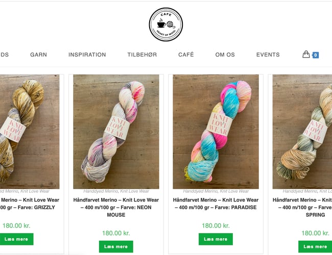 Webshop med garn og tilbehør 