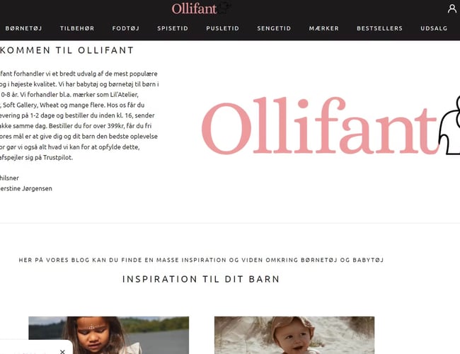 Ollifant.dk - webshop med +65.000 følgere - Millionomsætning - stort potentiale